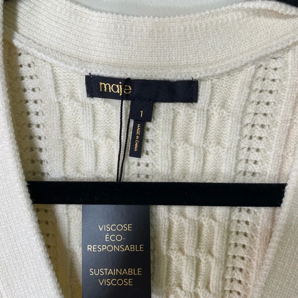 MAJE Martingale‎ Sleeveless Knitted Cardigan Sweater Vest